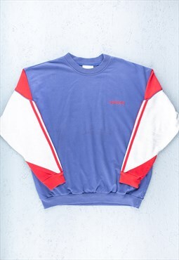 90s Adidas Blue Small Logo Spell Out Sweatshirt - B2590