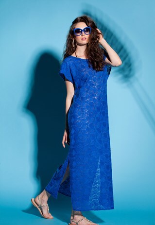 BLUE DRESS/SUMMER MAXI DRESS/ LACE DRESS/ MAXI DRESS/