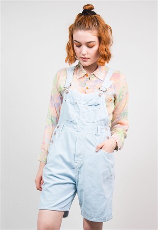 VINTAGE 90'S CUTE BABY BLUE CORD DUNGAREES