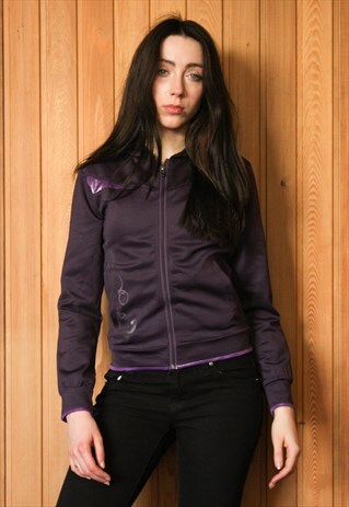 VINTAGE 1990S PURPLE ADIDAS HOODIED SPORTS TRACK TOP