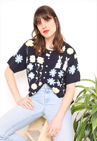 VINTAGE 90S EMBROIDERED SPRING CARDIGAN