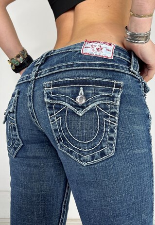 Vintage Y2k True Religion Jeans Low Rise Bootcut Contrast 