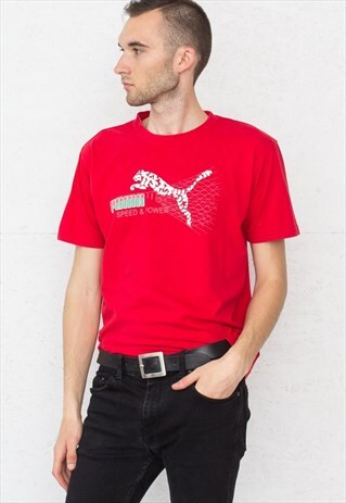 90S VINTAGE RED PUMA LOGO CREW NECK T-SHIRT