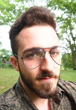 BLACK CLEAR LENS AVIATOR GLASSES