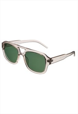 Modern Aviator Sunglasses in Grey frame with Green lens