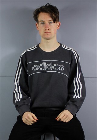 VINTAGE ADIDAS SWEATSHIRT IN NAVY BLUE WITH EMBROIDERED SPEL