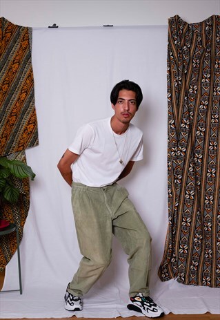 VINTAGE 90S OVERSIZED HIGH WAIST CORDUROY PANTS TROUSERS