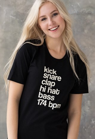 DJ T SHIRT KICK SNARE JUNGLIST DRUM & BASS DNB FESTIVAL TEE