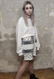 PAISLEY FLEECE SHORTS HANDMADE BANDANNA CARGO OVERALLS WHITE