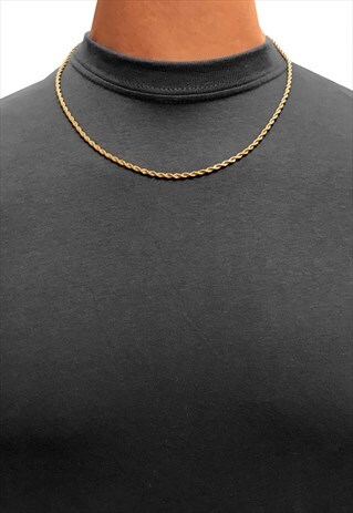 18" 5MM ROPE TWIST SNAKE NECKLACE CHAIN - GOLD