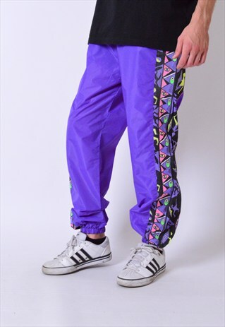 VINTAGE 80S PURPLE ABSTRACT SHELL PANTS