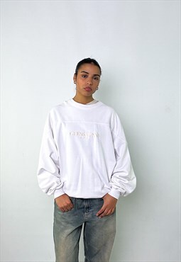 White 90s Guess Jeans Spellout Sweatshirt