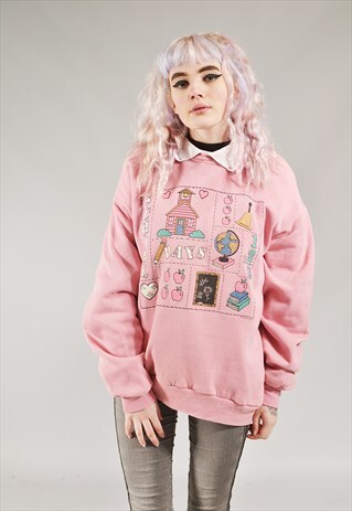RETRO SCHOOL DAYS SWEATER PINK