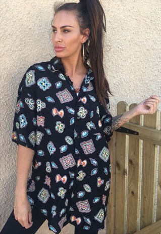 PATTERNED OVERSIZED RETRO VINTAGE FESTIVAL SHIRT