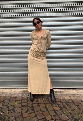 VINTAGE 80S MOSCHINO LONG SKIRT WITH TEAR