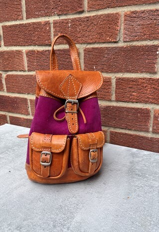 Tiny Suede & leather Backpack / Rucksack