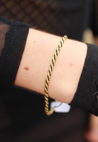 1980'S BLACK & GOLD ROPE CHAIN BRACELET