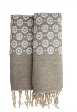 Beach Towel Taupe Flower Fouta
