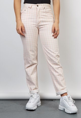 VINTAGE 80'S BABY PINK CHECK JEANS