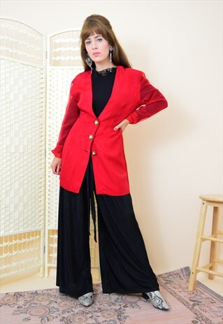 90'S VINTAGE BLAZER IN RED WITH GOLD PEARL BUTTONS