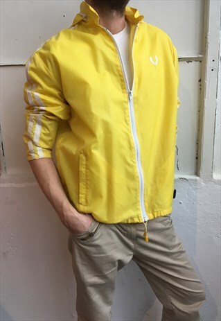 VINTAGE 90' YELLOW UNISEX FRED PERRY TRACKSUIT WITH HOOD