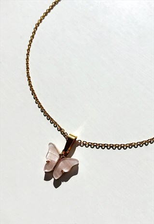 BLUSH PINK BUTTERFLY NECKLACE
