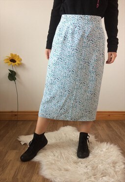 Vintage 80s Blue & White Miidi Skirt.