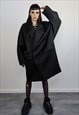 OVERSIZE DOUBLE BREASTED COAT GOTHIC TRENCH JACKET IN BLACK