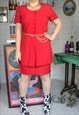 Vintage 60s Bright Red Monochrome Mini Shirt Jacket Dress