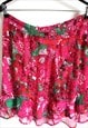 VINTAGE BRIGHT PINK SKIRTS MINI HIGH WAIST FRILL PENCIL SUN