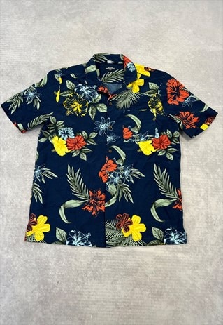 VINTAGE HAWAIIAN SHIRT BRIGHT FLOWER PATTERNED SHIRT