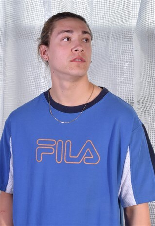 VINTAGE FILA BLUE TEXTURED TEE