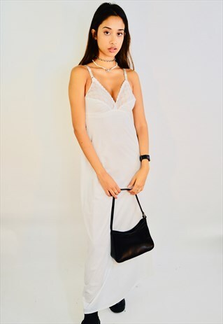 VINTAGE REVIVAL 1980'S SATIN AND LACE MAXI SLIP DRESS