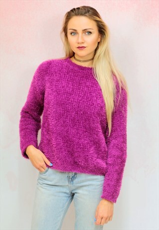 1990S VINTAGE PURPLE SOFT FLUFFY JUMPER