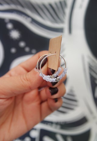 BLUE BEAD & STAR HOOPS