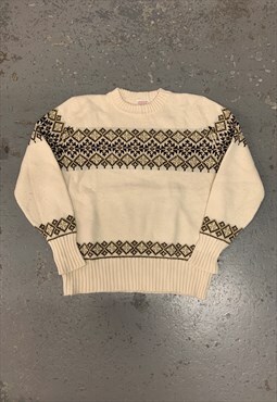 Vintage Abstract Knitted Jumper Funky Patterned Grandad Knit