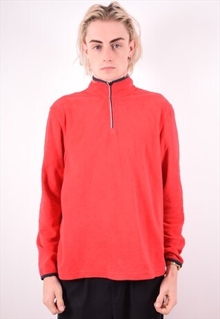 STARTER MENS VINTAGE FLEECE JUMPER MEDIUM RED 90S