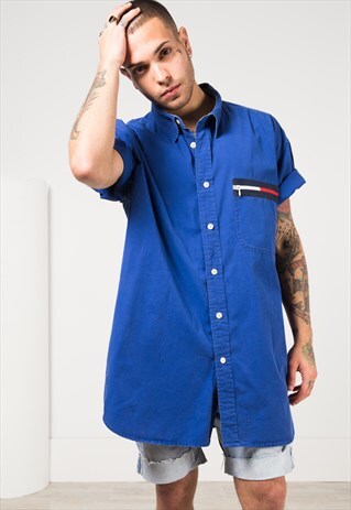 VINTAGE 80S TOMMY HILFIGER SHORT SLEEVE SHIRT / S4063