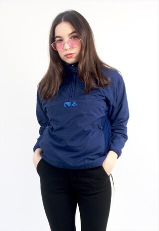 90'S RETRO BLUE PULLOVER 1/4 ZIP JACKET