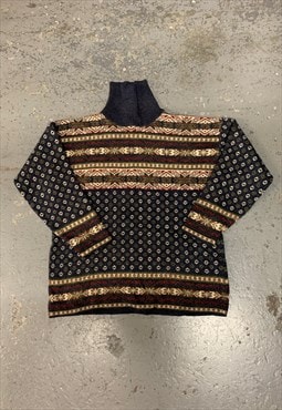 Vintage Abstract Patterned Jumper Cottagecore Chunky Knit