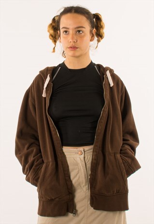 VINTAGE BROWN POLO RALPH LAUREN FULL ZIP HOODIE