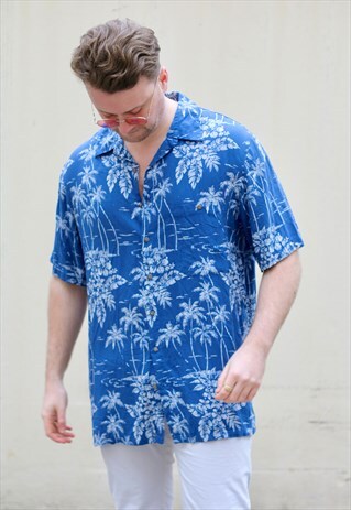 BATIK BAY USA 90S CUBAN COLLAR BAMBOO DESIGN SHIRT
