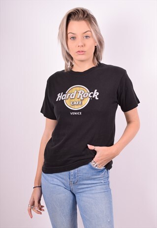 HARD ROCK COFE WOMENS VINTAGE VENICE T-SHIRT TOP MEDIUM BLAC