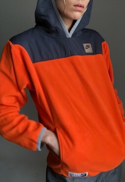 Vintage orange hooded fleece with swoosh logo