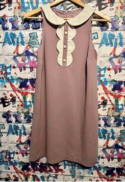 60s style 80s round collar lined mini dress 