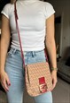 FENDI CROSSBODY BAG ZUCCA ZUCCHINO LOGO BEIGE RED VINTAGE 