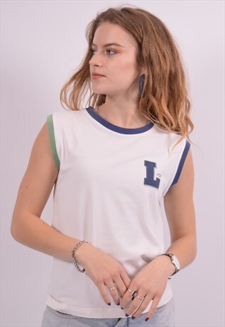 LEE WOMENS VINTAGE VEST TOP MEDIUM WHITE 90S