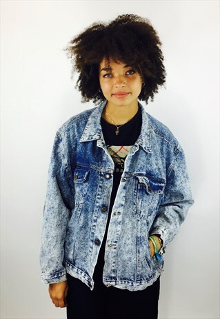 VINTAGE 80S STONE WASH OVERSIZED DENIM JACKET