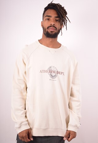 CHAMPION MENS VINTAGE SWEATSHIRT JUMPER XL WHITE 90S