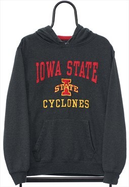 Vintage Iowa State Spellout Grey Hoodie Mens
